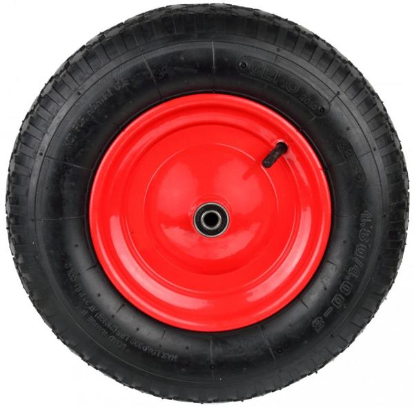 Nafukovacie koleso s ložiskami, otvor 12 mm,  priemer 38 cm, šírka 9,5 cm, červené s oskou