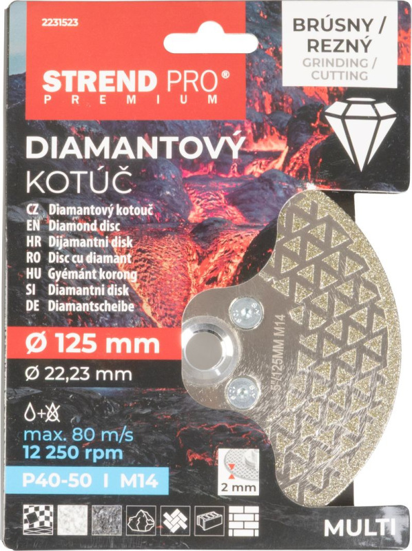 Kotúč Strend Pro Premium, 125 mm, M14, diamantový, rezný a brúsny, obojstranný 3