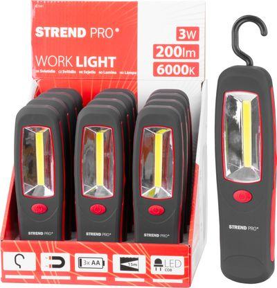 Svietidlo Strend Pro Worklight CWL1041, COB LED 200 lm, 3xAA, pracovné, magnet, Sellbox 12 ks