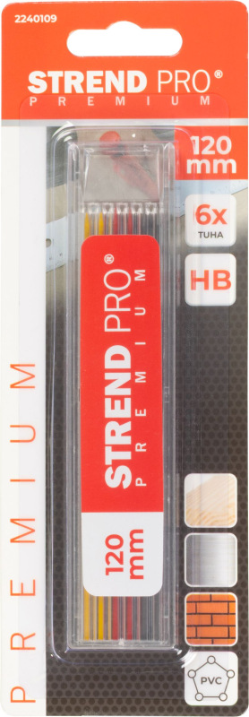 Tuha Strend Pro Premium, náhradná, pre tesársku ceruzku, značkovacia, 6 ks, mix farieb, 120 mm 3