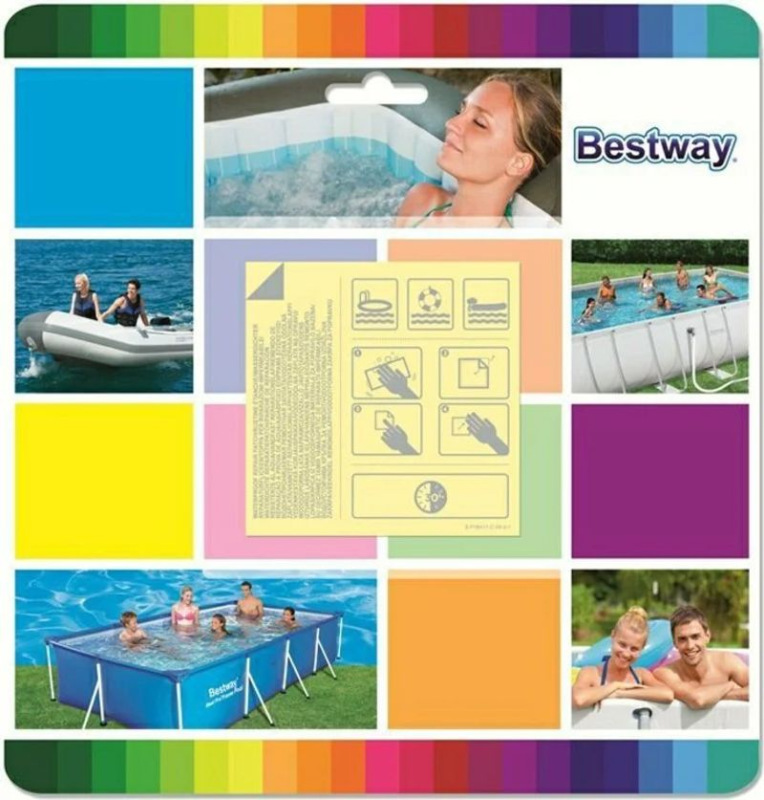 Sada na opravu bazénov Bestway® 62091, na opravu bazénov a nafukovačiek, 10 ks, 65x65 mm