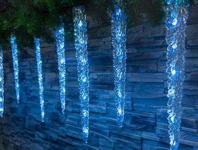 Reťaz MagicHome Vianoce Icicle, 65x LED ľadovo modrá, 8 funkcií, 230 V, 50 Hz, IP44, exteriér, osvet
