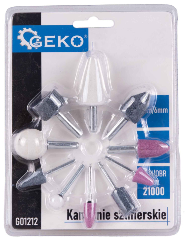 Sada brúsnych teliesok z kameňa so stopkou, 10-dielna, GEKO 11