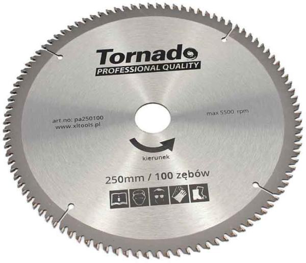 Pílový kotúč s SK plátkami 250 x 2,5 x 30 100 zubov, na rezanie hliníka, TORNADO
