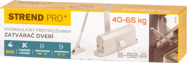 Zatvárač dverí Strend Pro, 40-65 kg, EN3, hydraulický protipožiarny 4