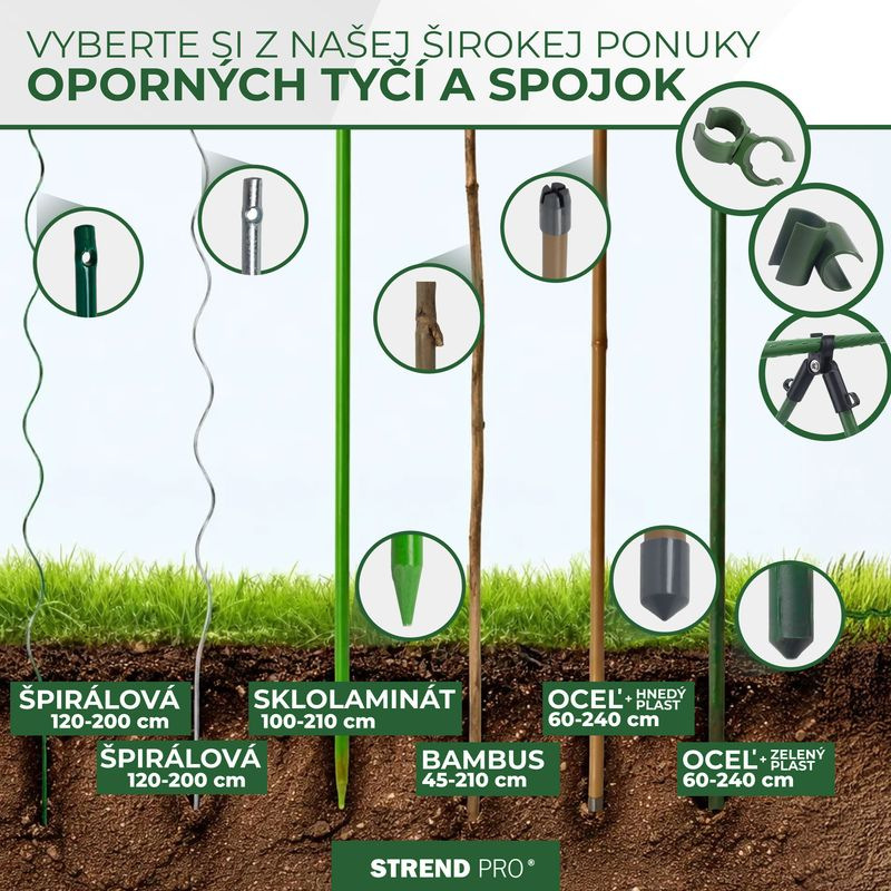 Tyč CountryYard S270, 100 cm, 7.0 mm, zelená, oporná, sklolaminát 6