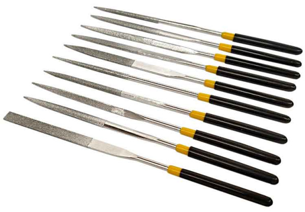 Sada diamantových pilníkov 4 x 160 mm s rukoväťou, 5-dielna sada, XL-TOOLS