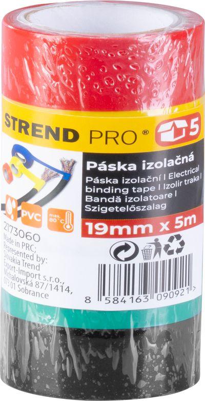 Páska Strend Pro, 19 mm, L-5 m, PVC, max. 80°C, 600V, izolačná, rôzne farby, lepiaca, bal. 5 ks 2