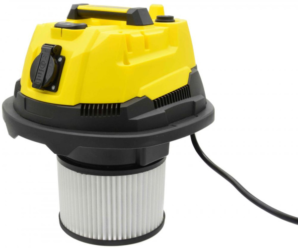 Vysávač priemyselný na sucho a na mokro 25l, so zásuvkou, s oklepom, 1800W, GEKO 2