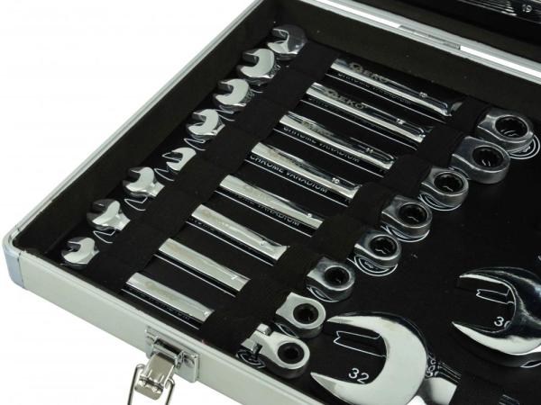 Sada račňových kľúčov s kĺbom, 22-dielna, 6 - 32 mm v kufríku, GEKO