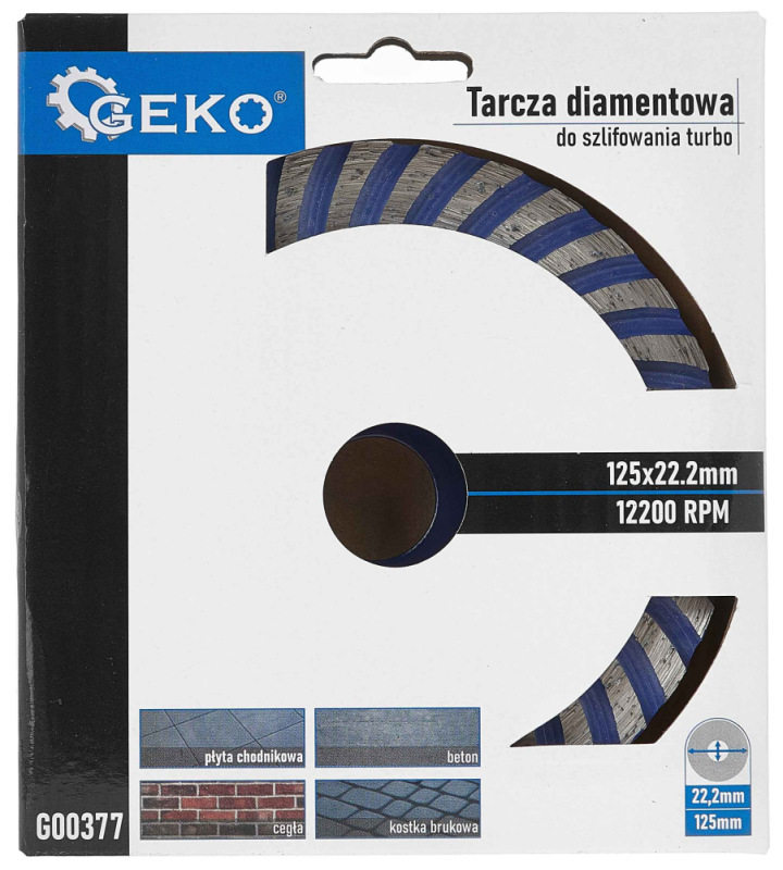 Brúsny diamantový kotúč 125 x 22 mm TURBO, bez závitu, GEKO 4