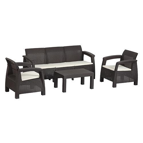 Set terasový BAHAMA, Mocca béžová, stôl, kreslo 3+1+1