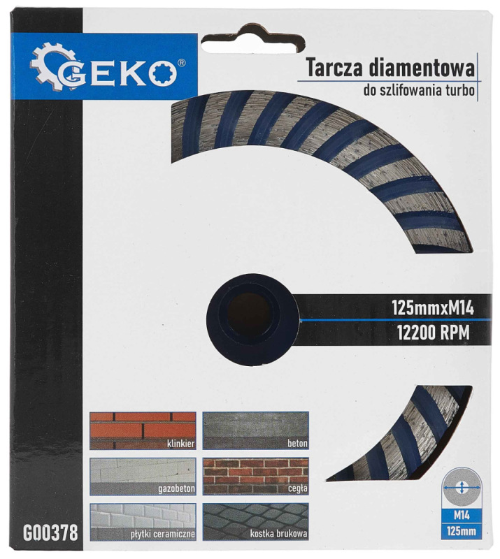 Brúsny diamantový kotúč 125 x 22 mm TURBO so závitom M14, GEKO 5
