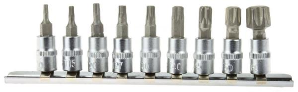 Sada 1/4" hlavíc TORX 9-dielna T10 - T60 mm na lište, GEKO