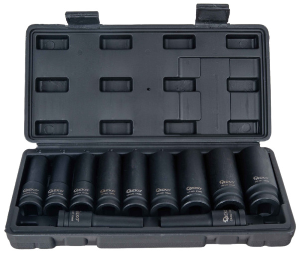 Sada 1/2" úderových predĺžených hlavíc 6HRAN v kazete, 10-24mm, 11-dielna, GEKO 1