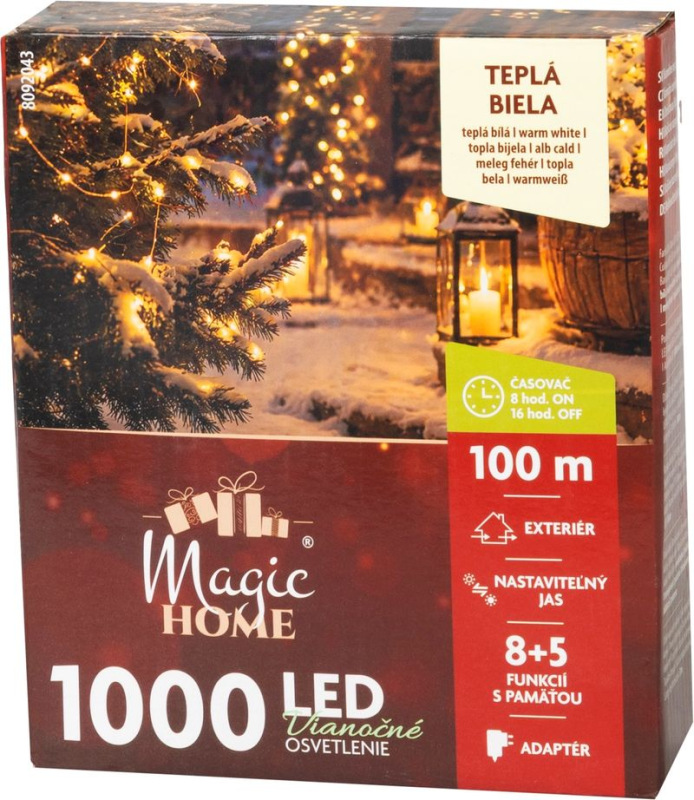 Reťaz MagicHome Vianoce, 1000xLED, teplá biela, 8 funkcií, 100 m, IP44 2