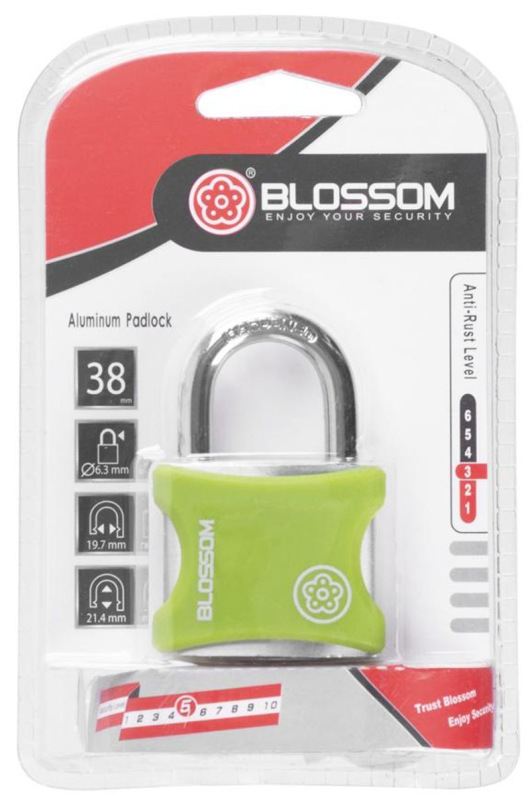 Zámok Blossom BX03, 38 mm, visiaci, mix farieb 1