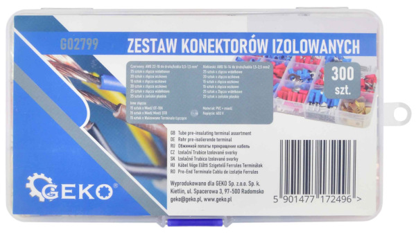 Sada izolovaných elektrických konektorov, 300-dielna, GEKO 1
