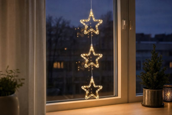Dekorácia MagicHome Vianoce, Hviezdičky, 44xLED teplá biela, IP44, 3xAA, 55,5 cm 2