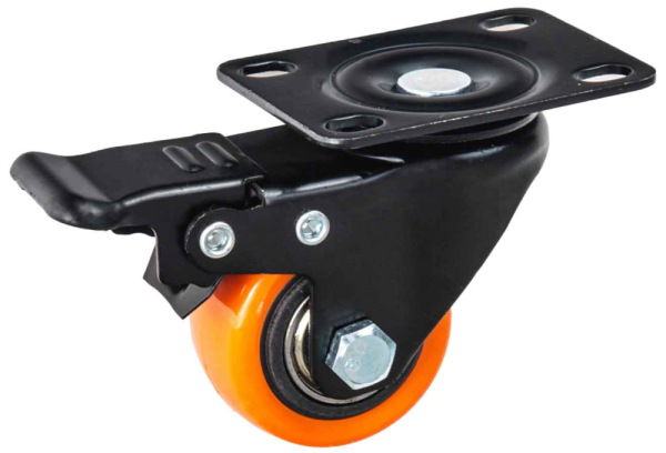 Sada 4 otočných koliesok 40 mm, nosnosť 40 kg - 2 kolieska s brzdou, GEKO 1