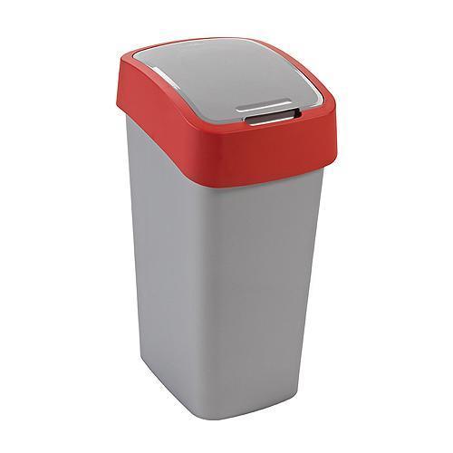 Kôš Curver® FLIP BIN 45 lit., šedostrieborný/červený, na odpad