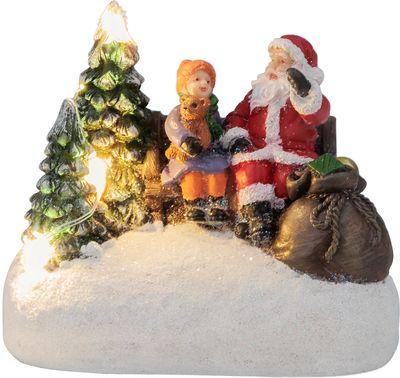 Dekorácia MagicHome Vianoce, Santa s dieťaťom, LED, 2xAAA, interiér, 9,5x6x8 cm, sellbox 12 ks