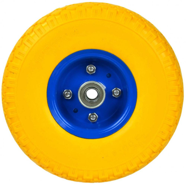 Koleso polyuretánové s ložiskami, otvor 16 mm, priemer 26 cm, šírka 7,5 cm, žlté bez osky 5