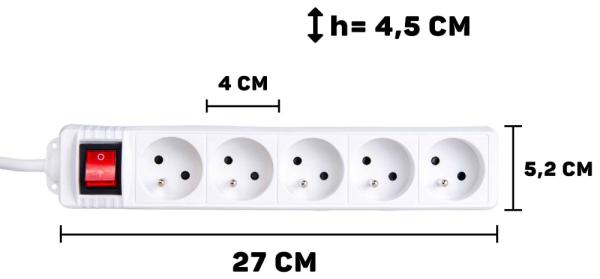 Predlžovací kábel s vypínačom, 5 zásuvky, dĺžka 5m ,GEKO 7