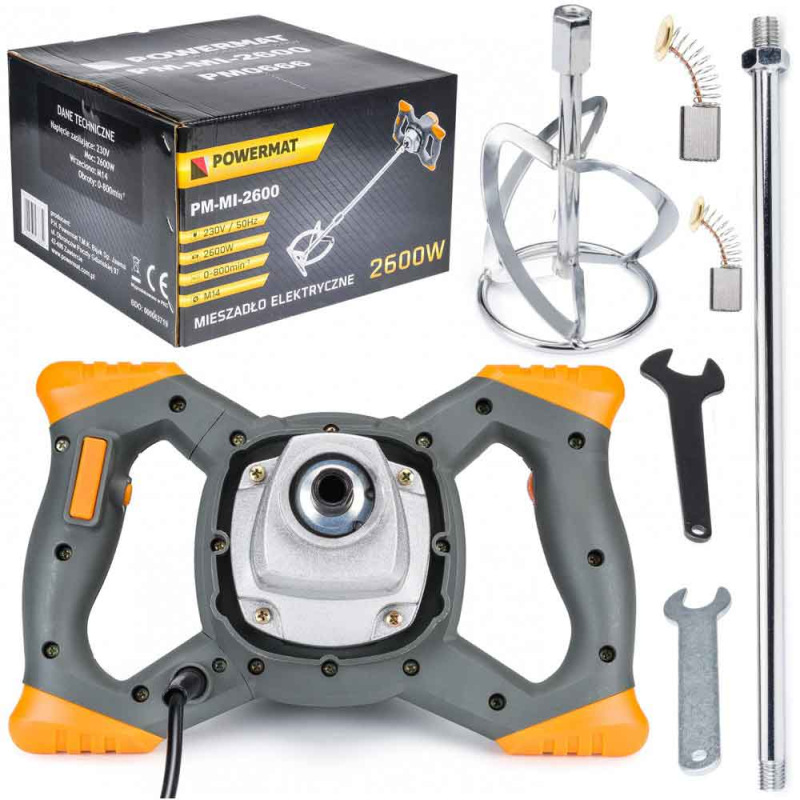 Miešadlo elektrické, 2.600W, 0-800 ot./min, 6 stupňov otáčok, PM-MI-2600, POWERMAT 7
