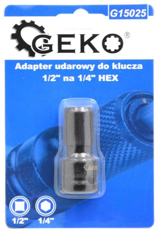 Adaptér úderový do pneumatického uťahováka, upínanie 1/2" na 1/4" HEX, GEKO 1