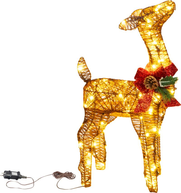 Dekorácia MagicHome Vianoce, jeleň, kov, 80xLED teplá biela, 0.6 m