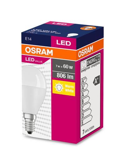 Žiarovka OSRAM® LED FR 060 (ean2939) non-dim, 6,5W/827 E14 2700K Value CLASSIC P 1