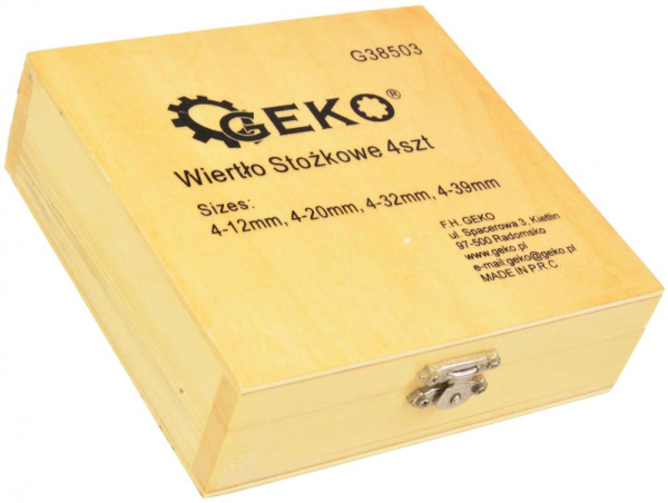 Sada stupňovitých vrtákov 4-dielna, 4-12, 4-20, 4-32,4-39 TiN, GEKO 1
