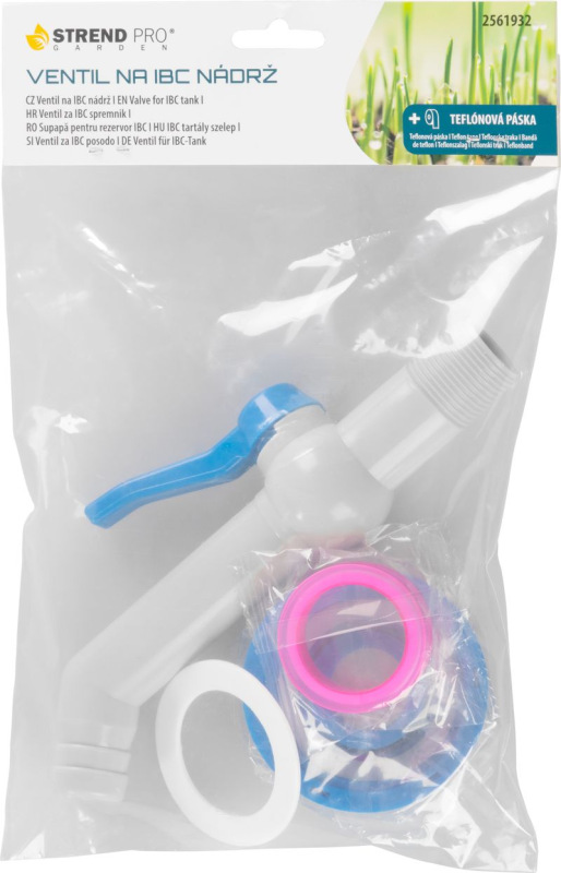 Ventil Strend Pro, záhradný, 3/4"- 45°,193 mm, s redukciou na IBC nádrž, PVC 1