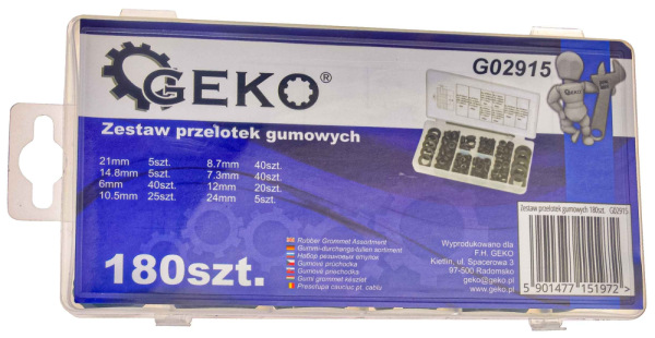 Sada gumových prechodových tesnení, 180-dielna, GEKO 6