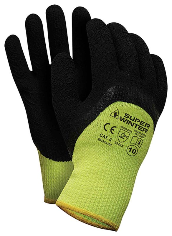Ochranné rukavice SUPER WINTER zimné, zateplené, žltozelené, veľkosť 9, VASKO