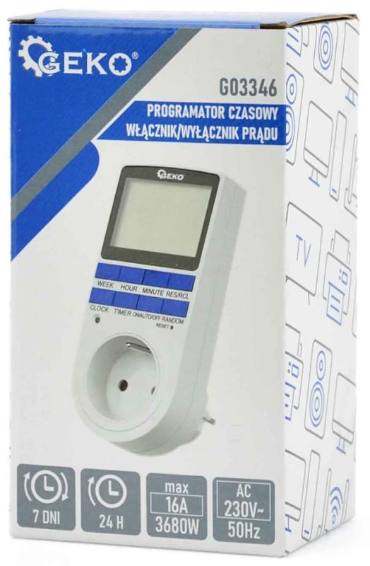 Digitálny časový spínač, LCD display, 230V, GEKO 2