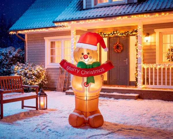 Dekorácia MagicHome Vianoce, Perníček, 2xLED biela, IP44, 69x45x125 cm 2