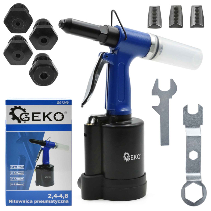 Nitovacie kliešte pneumatické na nity 2,4 3,2 4,0 4,8 mm, GEKO 10