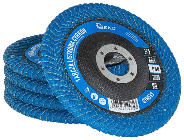 Brúsny lamelový kotúč polkruhový na zvary 125 x 22,2 zrno 80 ZIRKON, GEKO 4