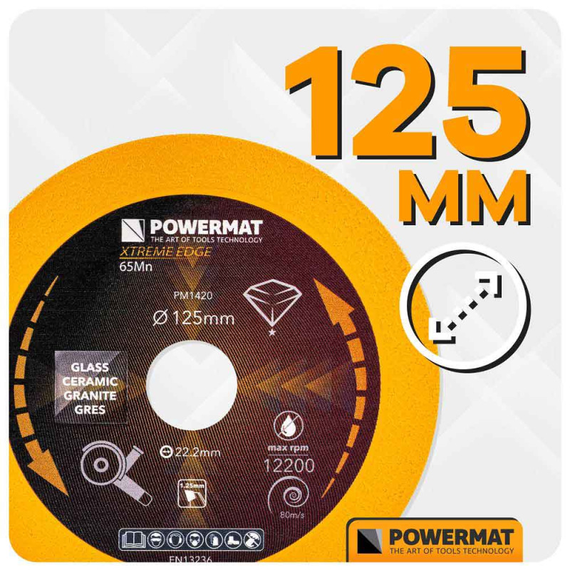 Rezný diamantový kotúč na sklo 125 mm, POWERMAT 9