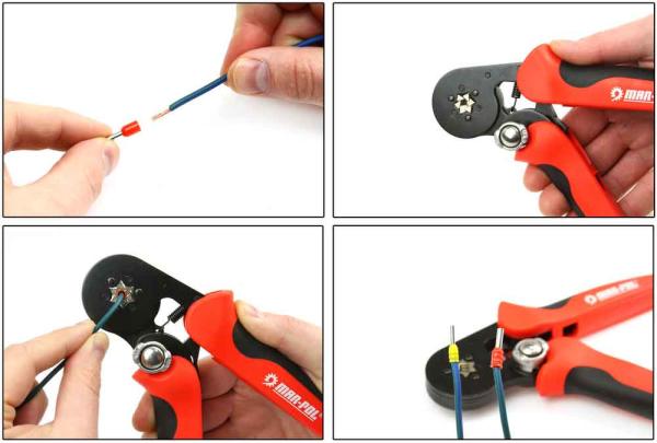 Krimpovacie-lisovacie kliešte na koncovky káblov 0,25-10 mm2, 6-HRAN, MAR-POL 1