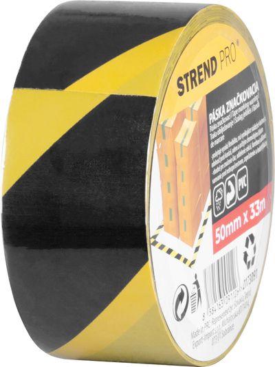 Páska Strend Pro, 50 mm, L-33 m, PVC, lepiaca, výstražná, žltá/čierna 2