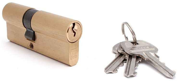 Vložka stavebná 30-35, 3 kľúče + skrutka, mosadz