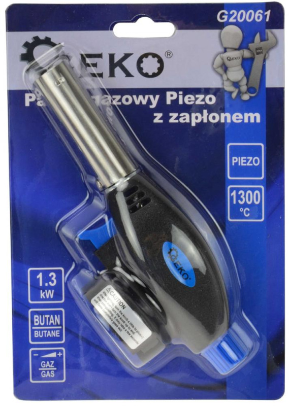 Spájkovacia lampa na plynovú kartušu 225g, piezo zapaľovanie, GEKO 1