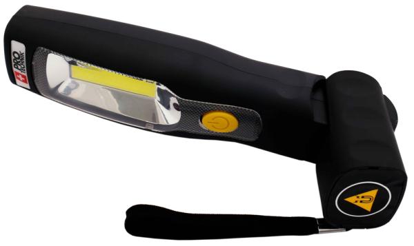 Lampa akumulátorová , 3W, COB LED. 400 Lumenov s kĺbovou základňou, PRO-TECHNIK 4