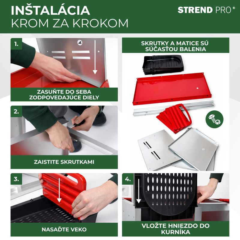 Hniezdo Strend Pro, znáškové, pre hydinu, 3 komorové, kovové, 79,6x47,5x52,5 cm, pre 3 nosnice 7