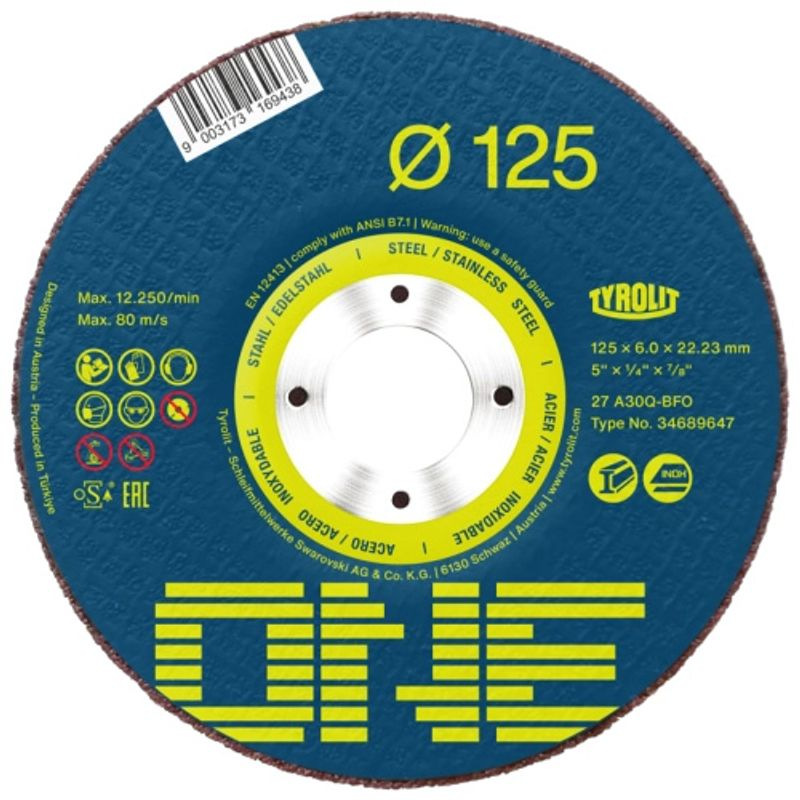 Kotuc Tyrolit ONE 150x6,0x22,23mm, A30Q-BFO, 2v1, ocel/nerez, vypukly