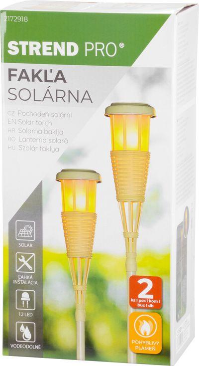 Lampa Strend Pro Garden, fakľa, solárna, hnedá, 12x LED, 12x12x167 cm, bal. 2 ks 4