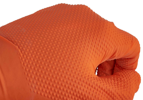 Rukavice nitrilové oranžové, sada 50ks, veľkosť L, SOLID GRIP, GEKO 3